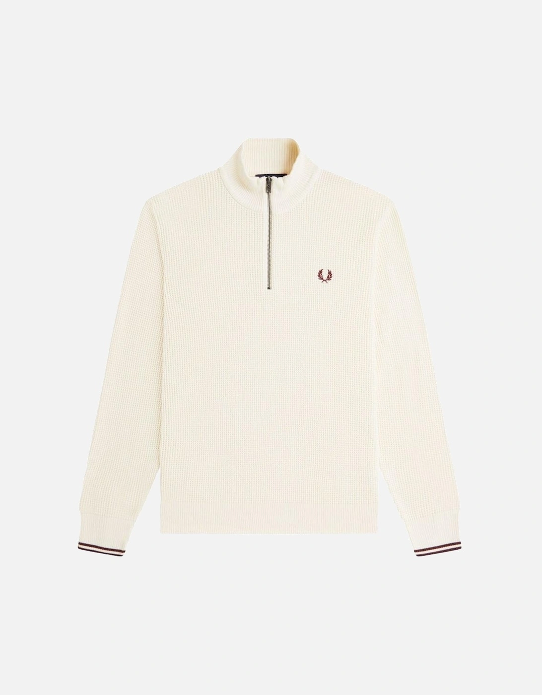 Waffle Stitch Half Zip Jumper Sweat Ecru, 4 of 3