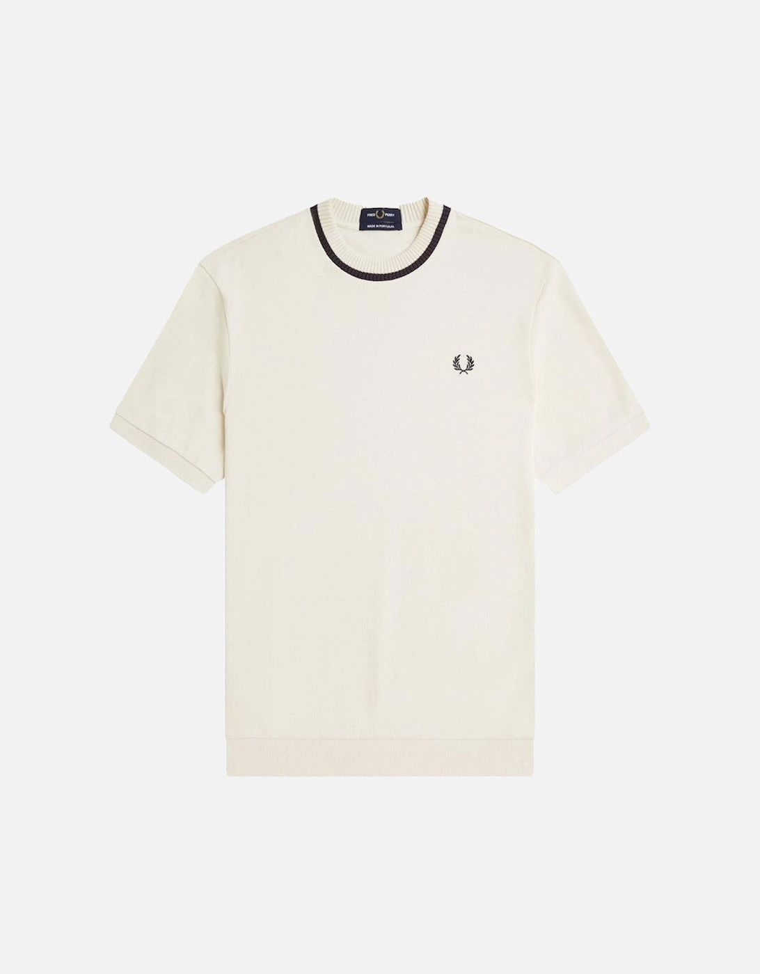 Crew Neck Pique T-Shirt Ecru, 4 of 3