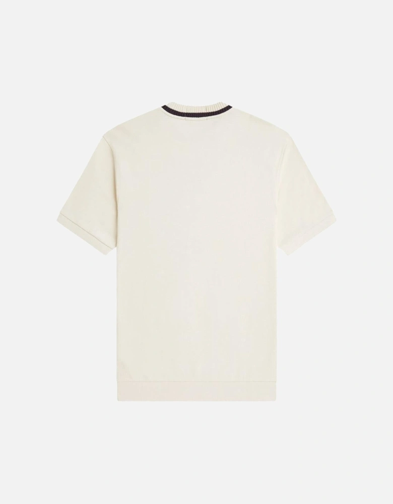Crew Neck Pique T-Shirt Ecru