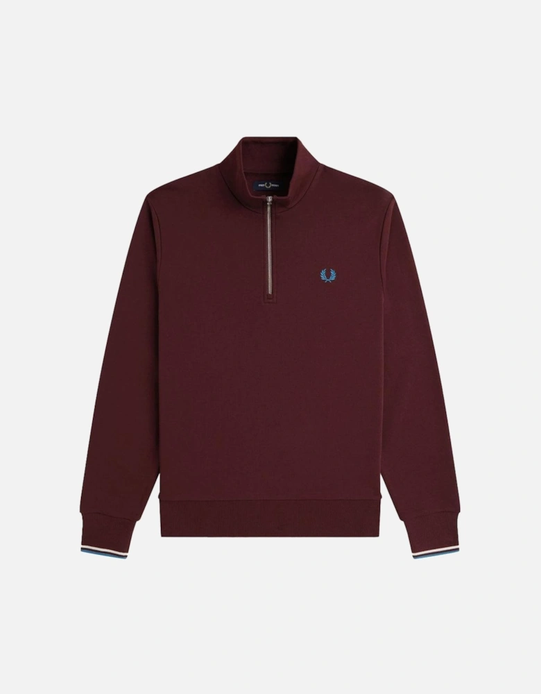 Half Zip Sweatshirt Oxblood/Ecru/Court Blue