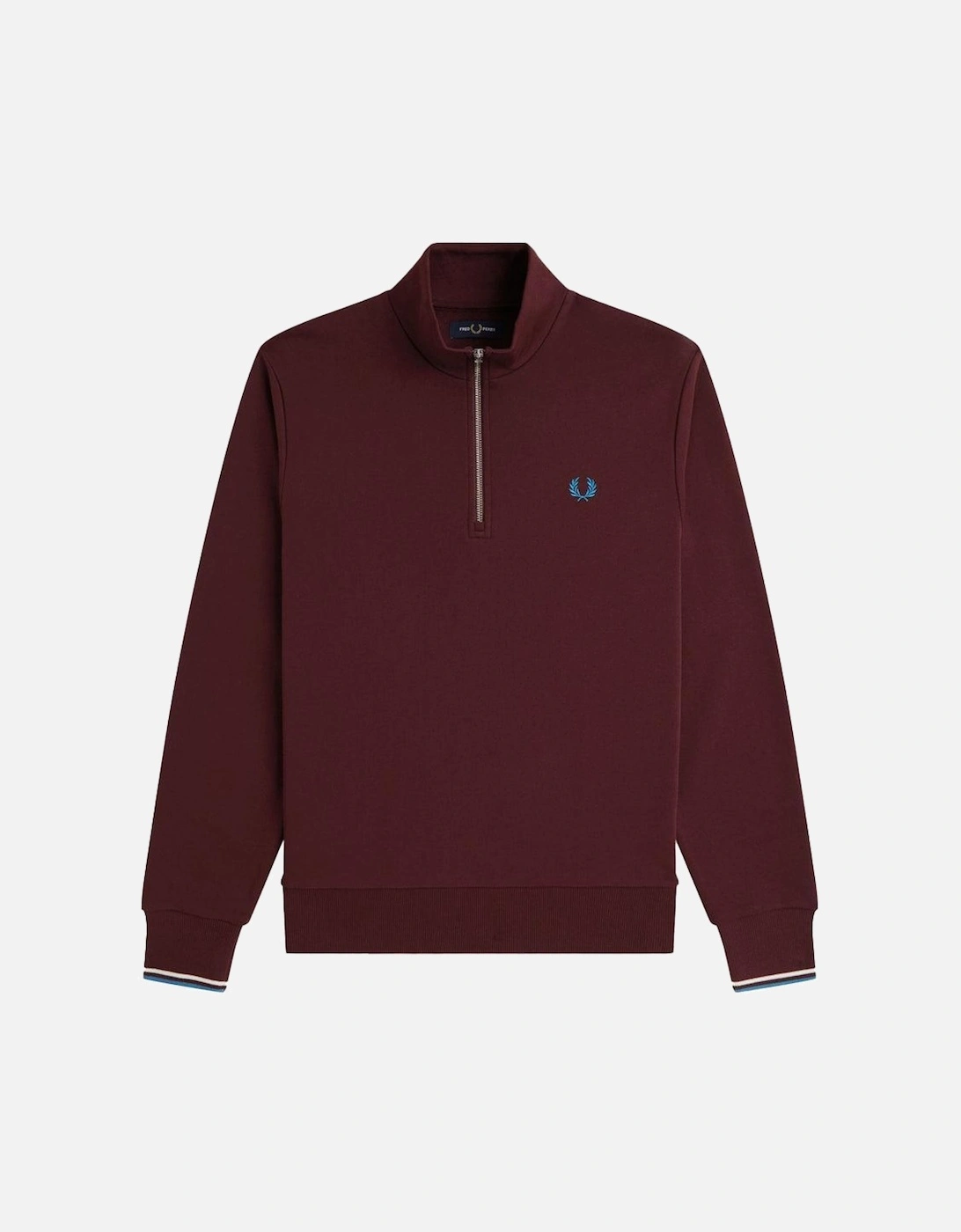 Half Zip Sweatshirt Oxblood/Ecru/Court Blue, 4 of 3