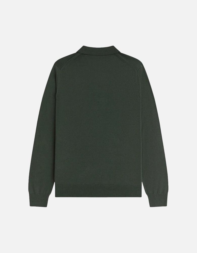 Classic Knitted Long Sleeve Polo Shirt Court Green