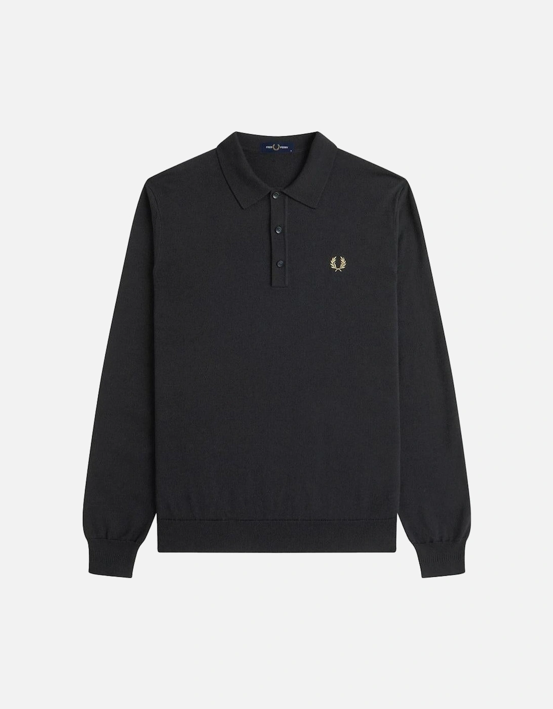 Classic Knitted Long Sleeve Polo Shirt Black, 5 of 4
