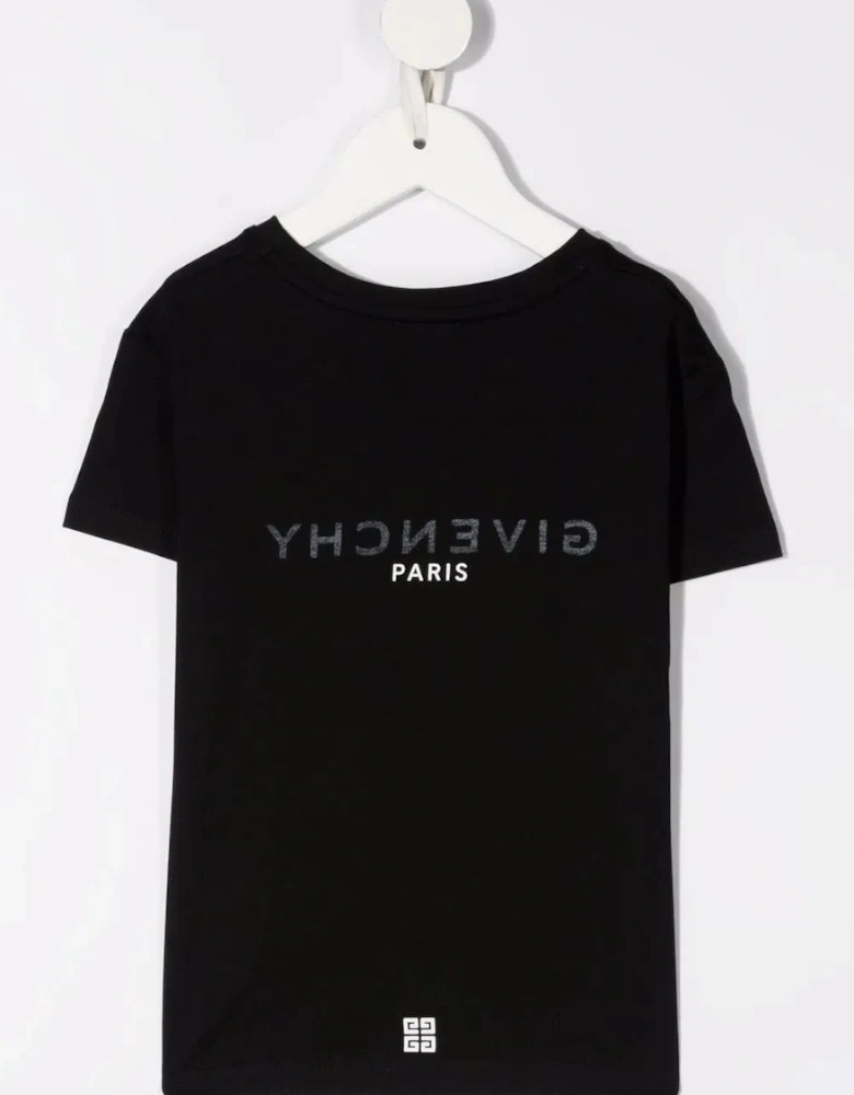 Girls Paris Reverse Logo T-Shirt Black