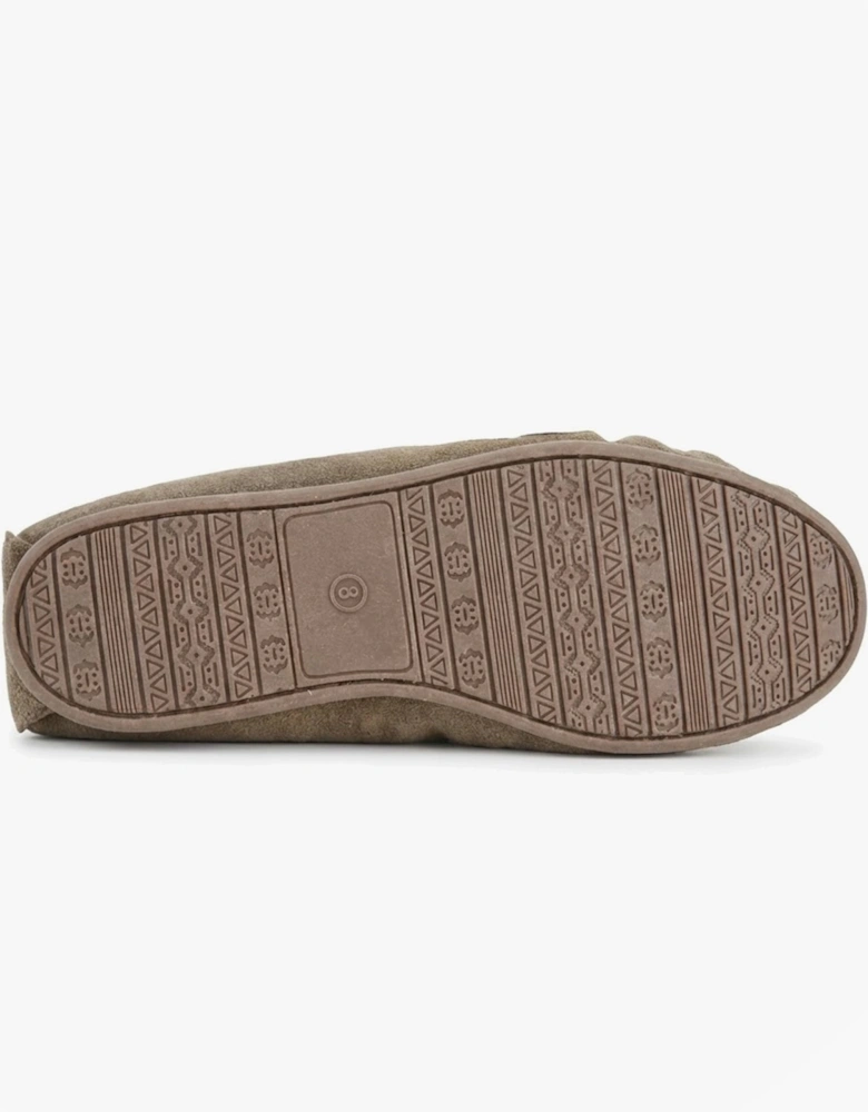 BRUCE Mens Moccasin Slippers Taupe
