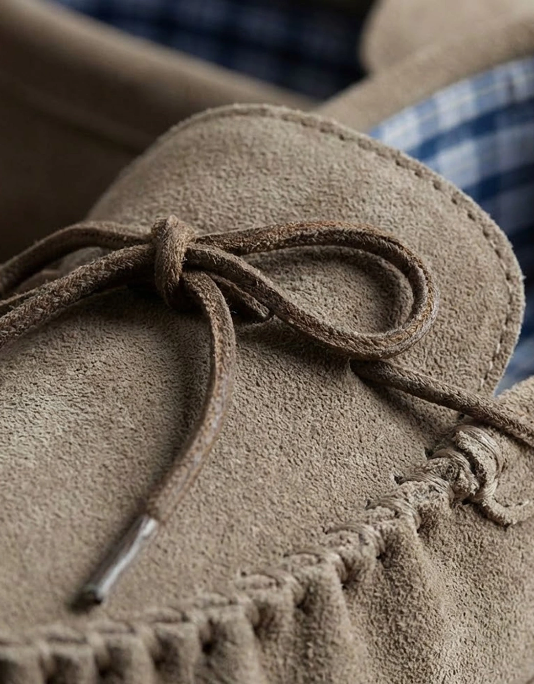 BRUCE Mens Moccasin Slippers Taupe