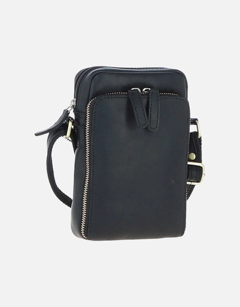 Mens leather organiser bag BLACK