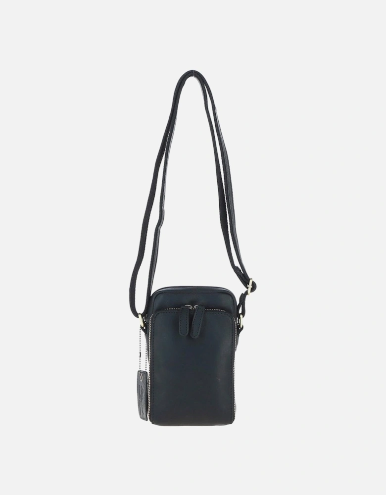 Mens leather organiser bag BLACK