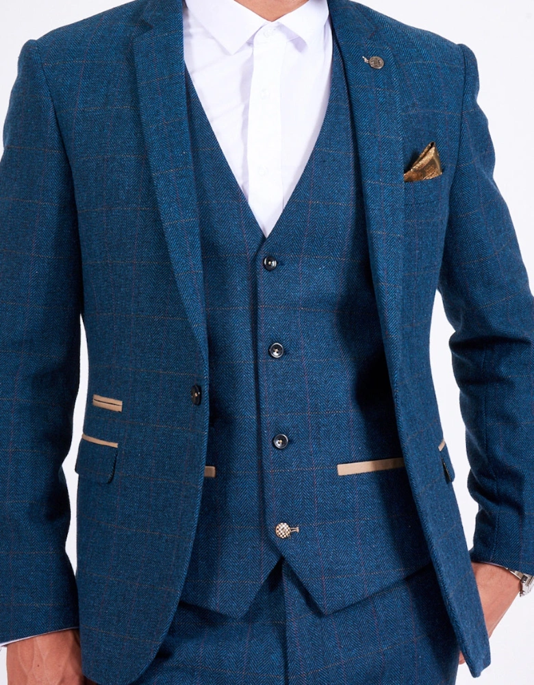 Dion Check Tweed Blazer - Blue