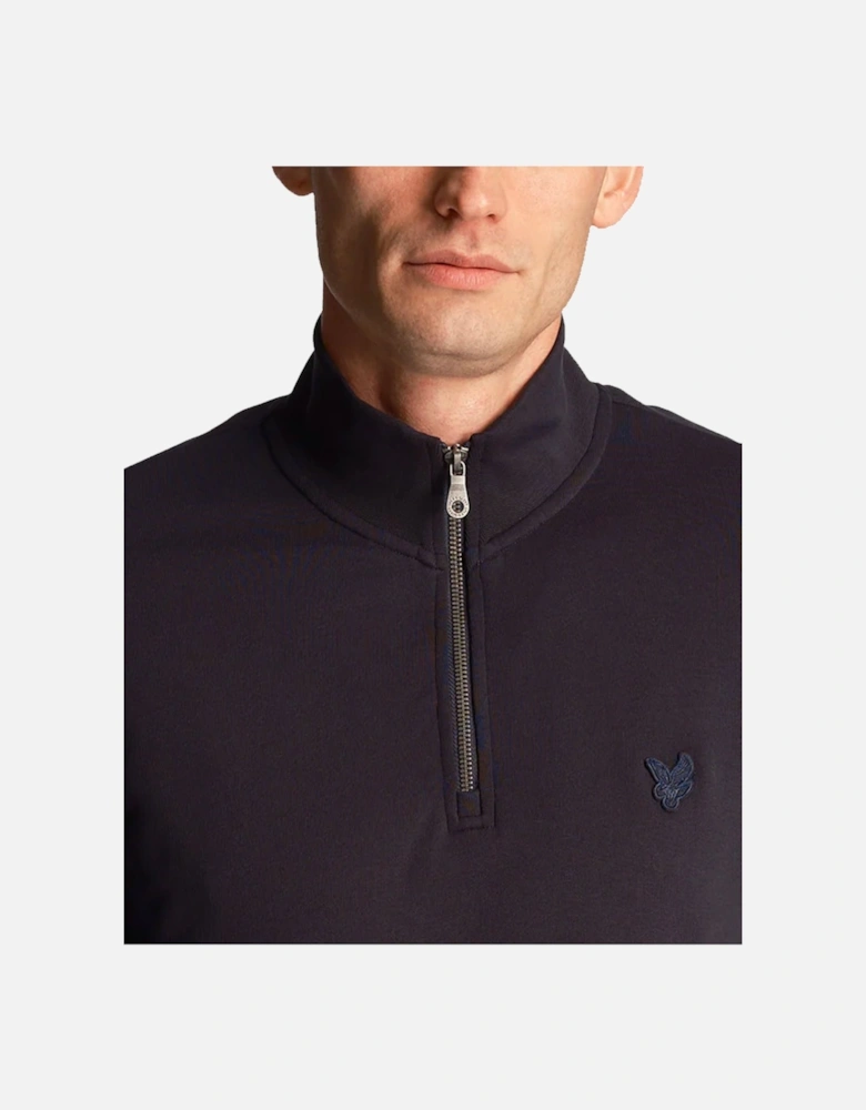 Lyle & Scott 1/4 Zip Tonal Eagle Sweatshirt Dark Navy
