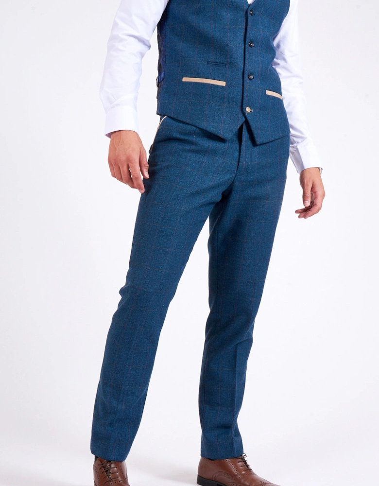 Dion Check Tweed Trouser - Blue