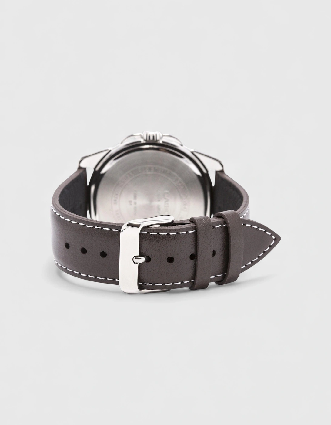 Analogue MTP White Dial Watch Brown