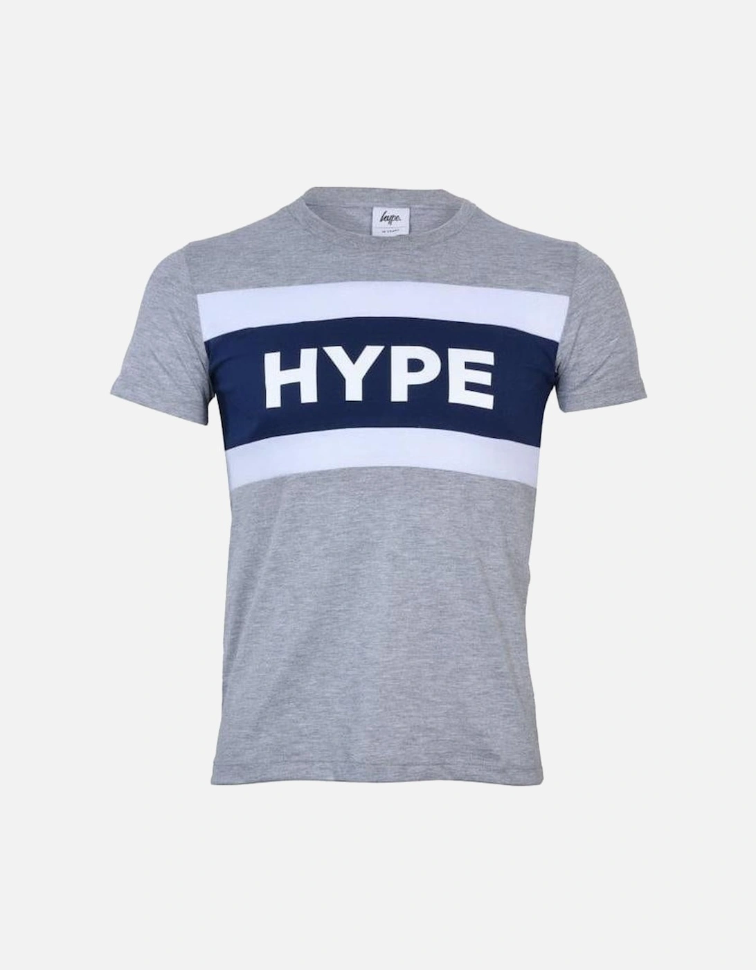 Boys Crew-Neck Block Logo T-Shirt, Grey Melange, 8 of 7