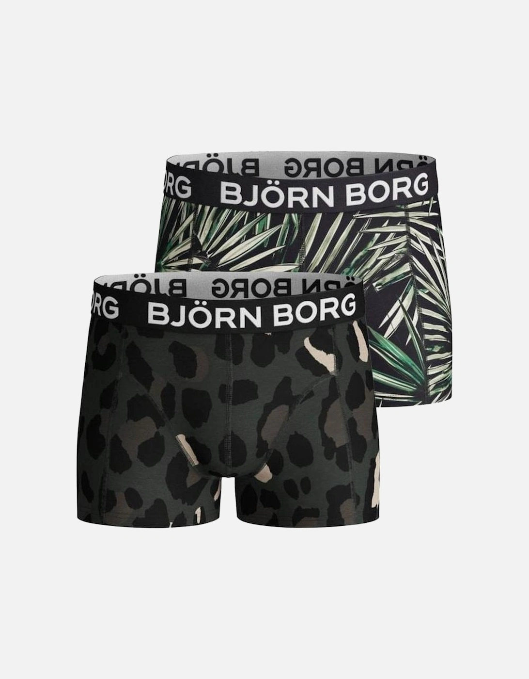 2-Pack Palms & Camo Print Boys Boxer Trunks, Khaki/Black, 6 of 5