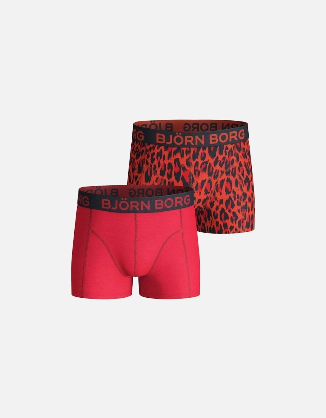 2-Pack Tiger Print & Solid Boys Boxer Trunks, Vermillion Orange, 6 of 5