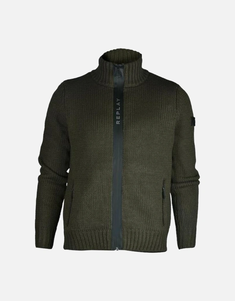 Heavy-Knit, Wool Blend Full-Zip Jumper, Charcoal