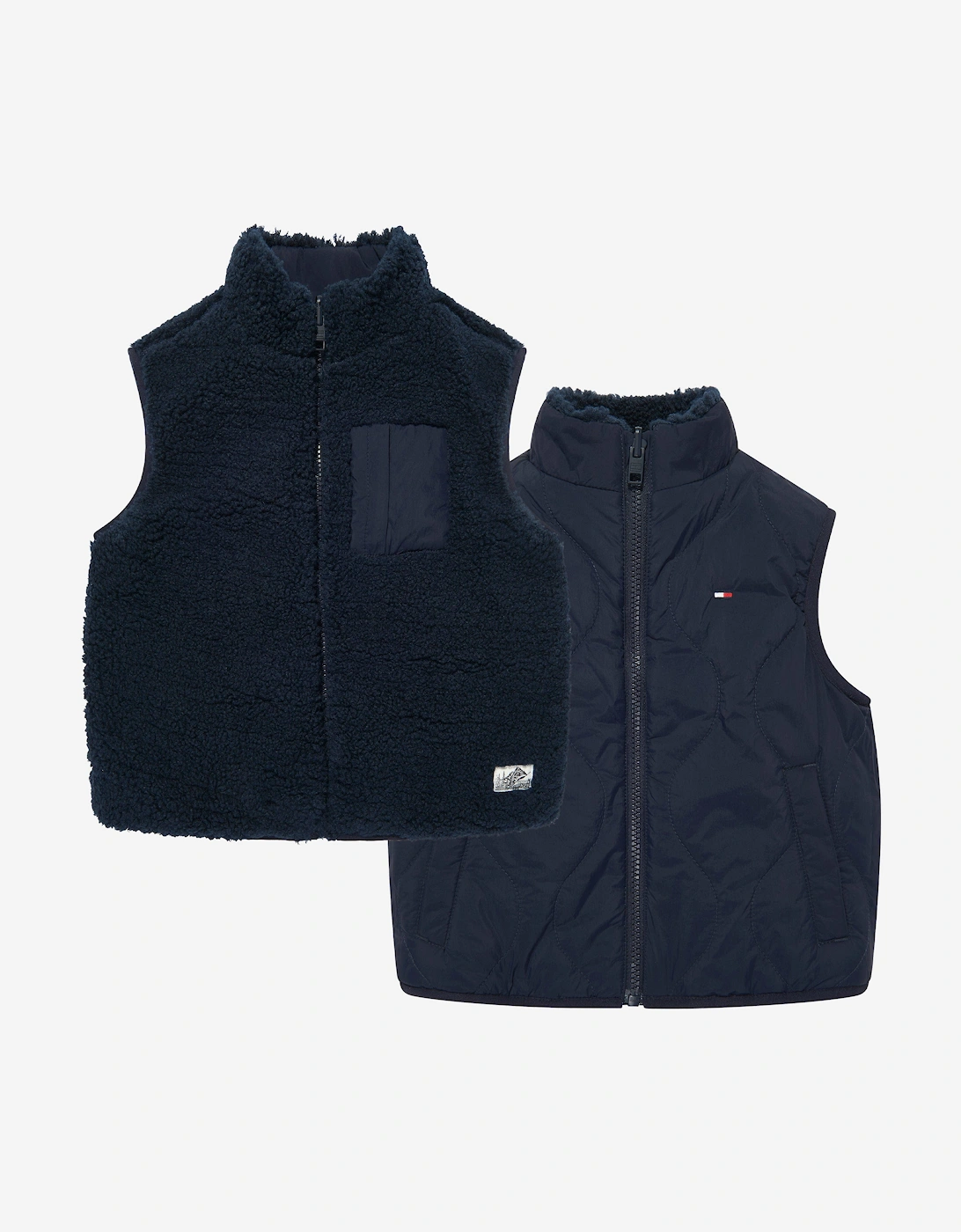 Kids Reversible Teddy Nylon Gilet in Navy, 8 of 7