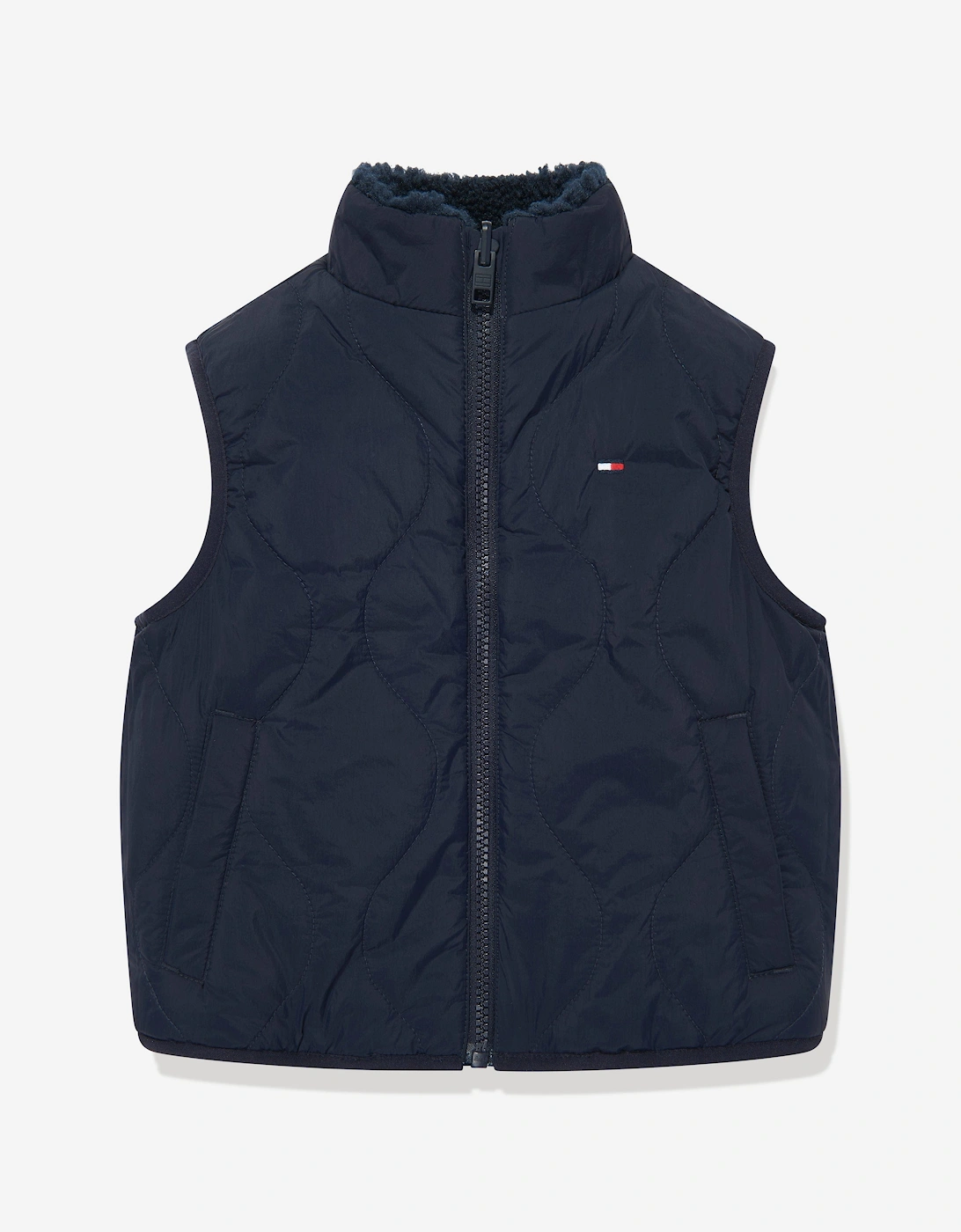 Kids Reversible Teddy Nylon Gilet in Navy