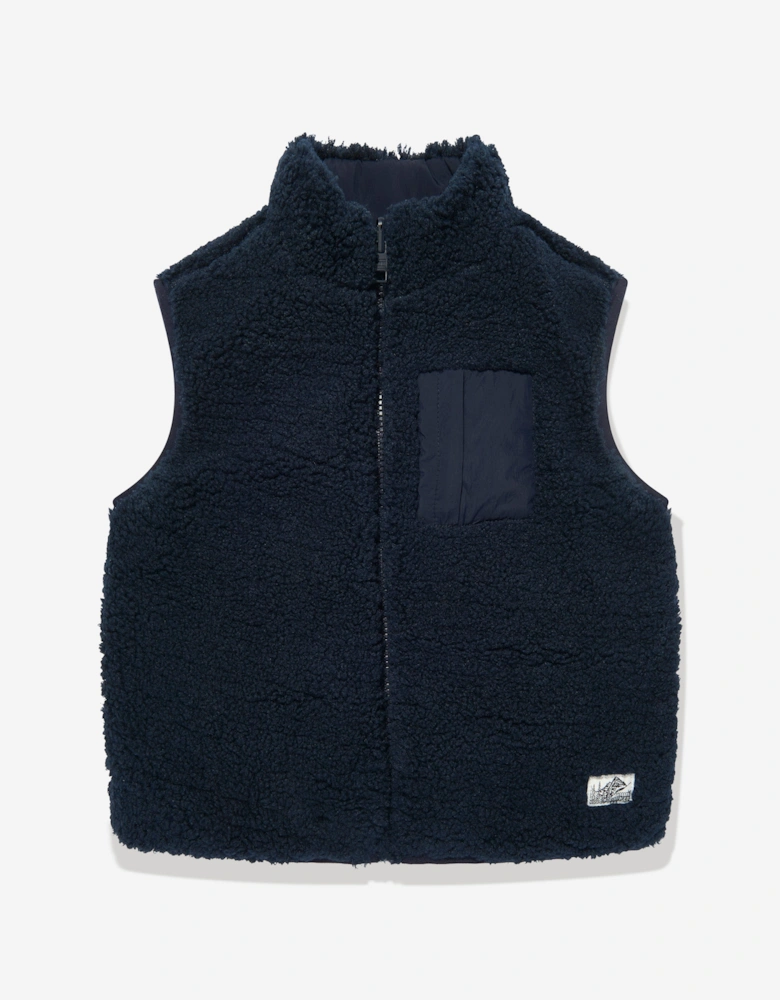 Kids Reversible Teddy Nylon Gilet in Navy