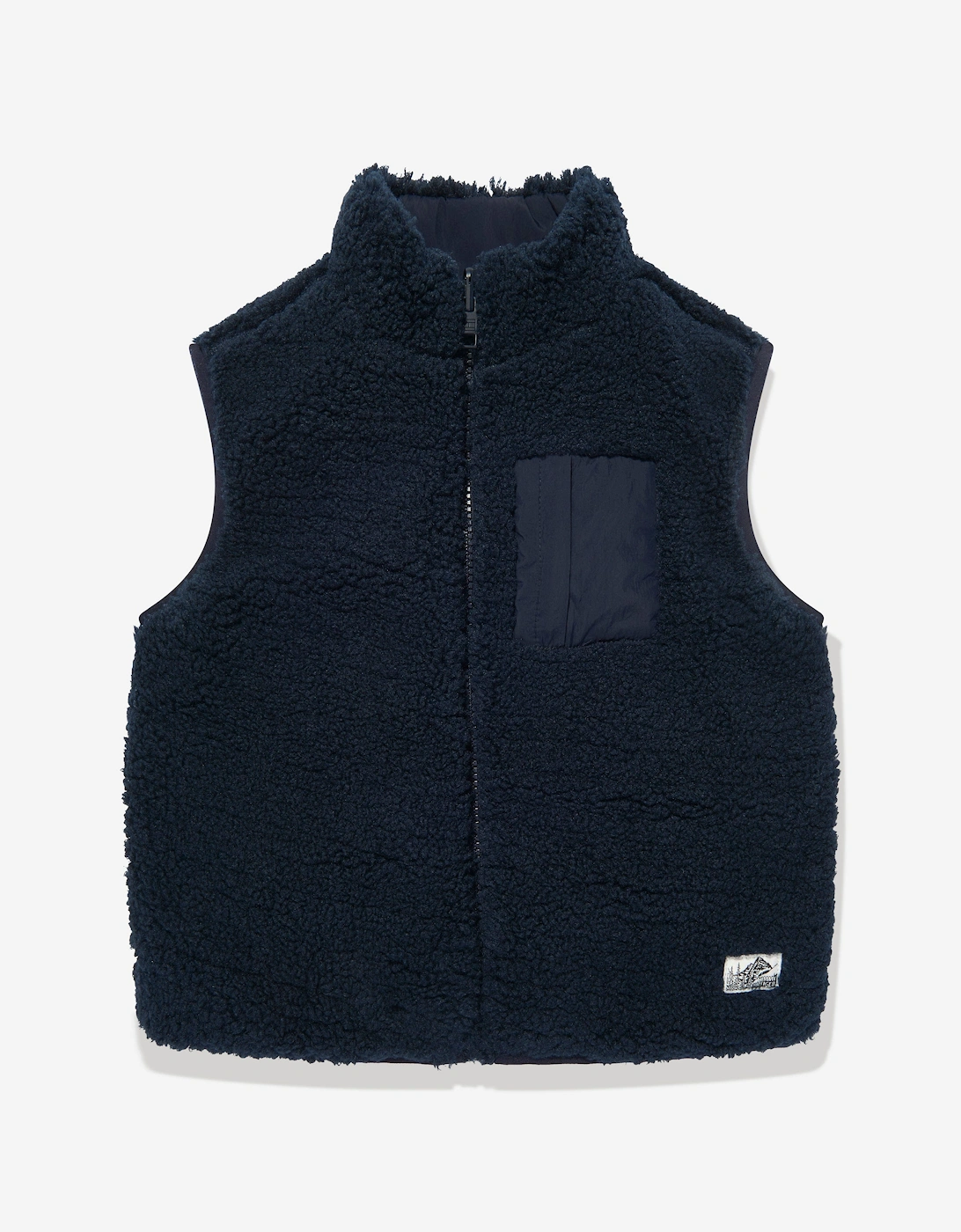 Kids Reversible Teddy Nylon Gilet in Navy
