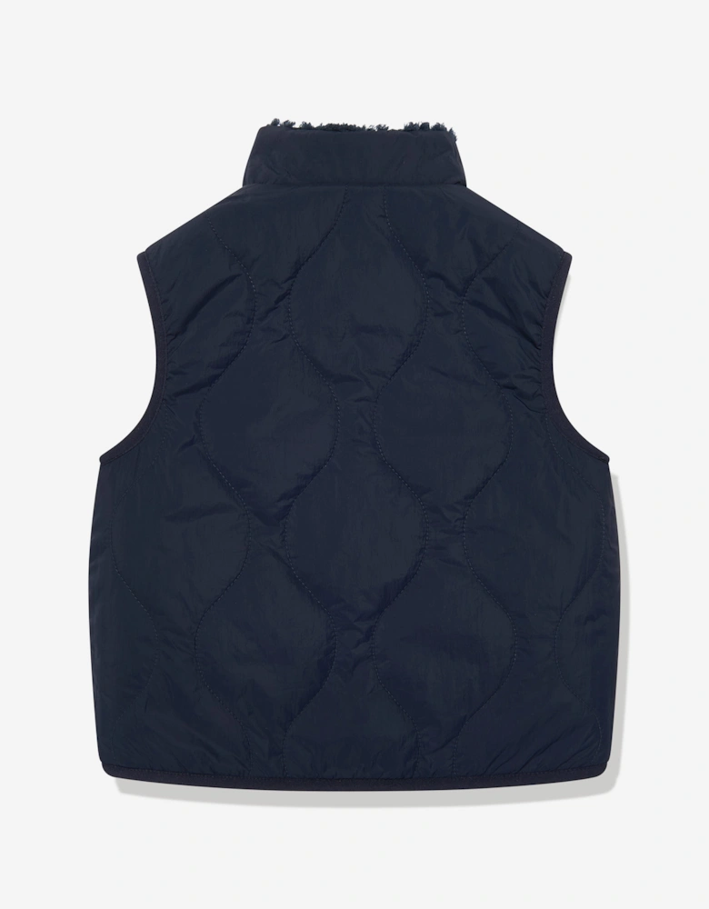 Kids Reversible Teddy Nylon Gilet in Navy