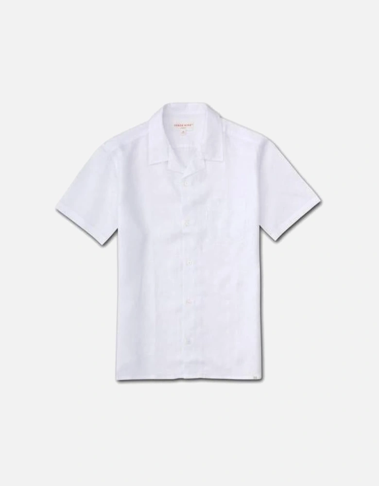 Monaco Pure Linen Short-Sleeve Shirt, White