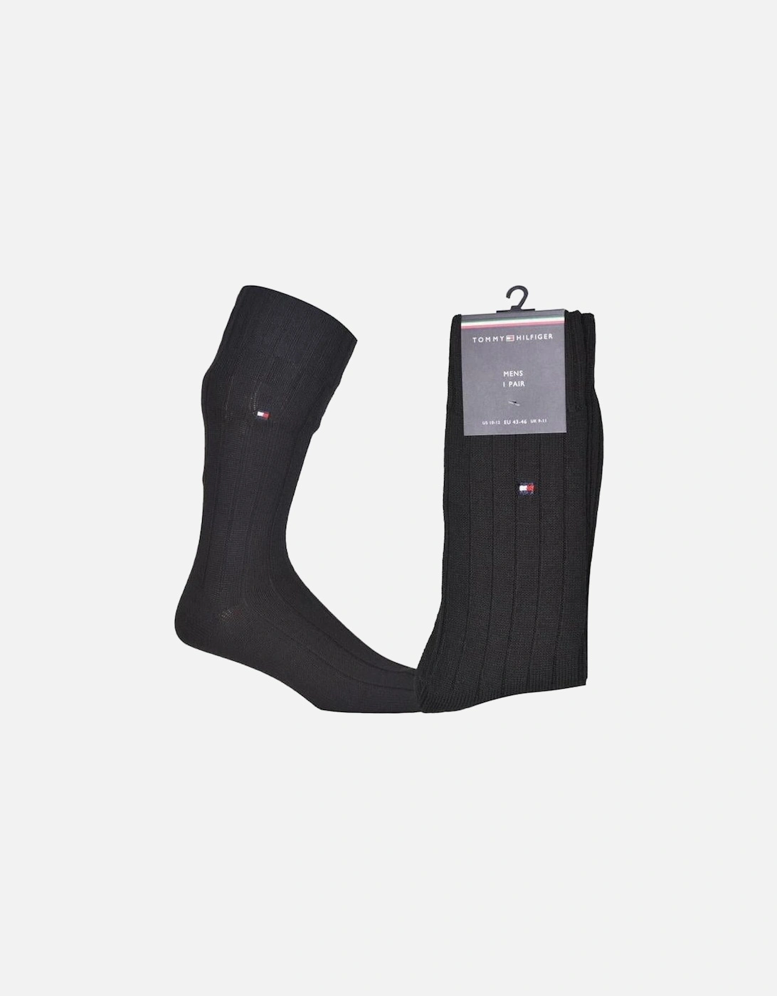 Merino Wool Ribbed Boot Socks, Black, 4 of 3