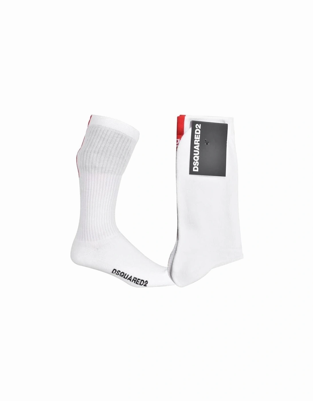 Vertical Logo Stripe Sports Socks, White/red, 5 of 4