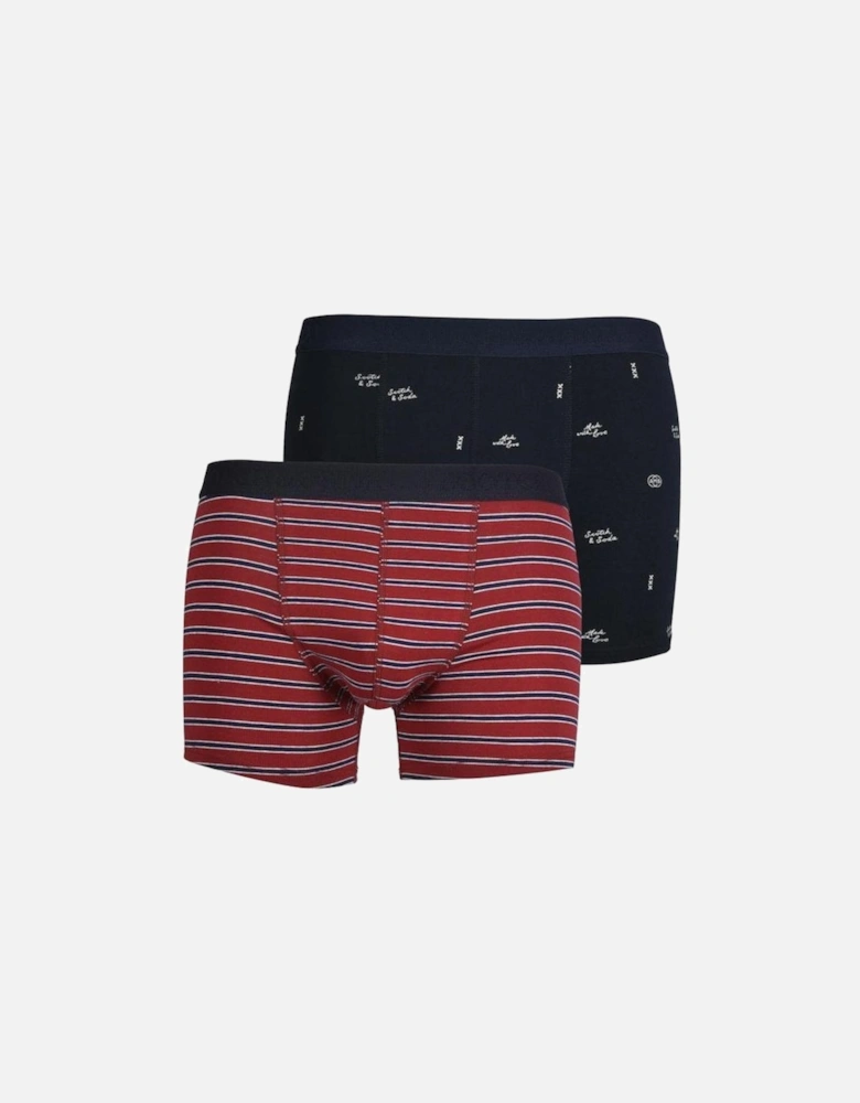 2-Pack Graffiti Print and Stripe Boxer Briefs, Burgundy/Black