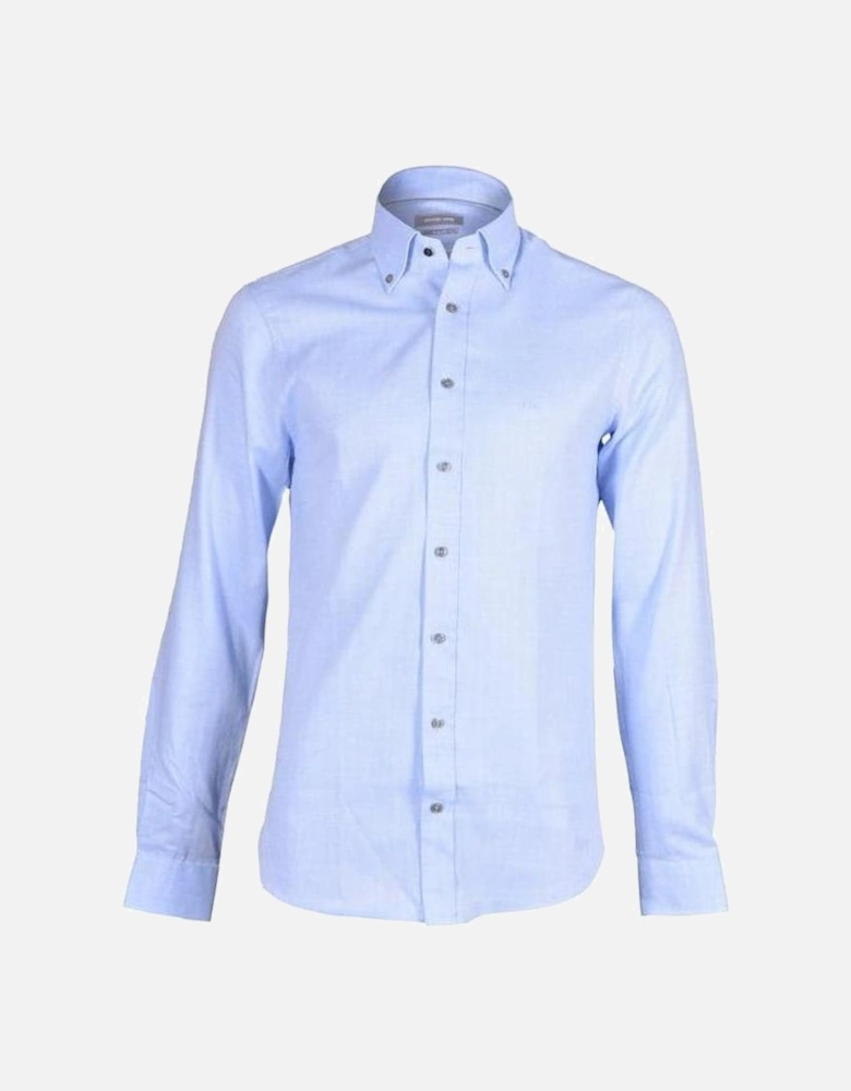 Cotton Cashmere Slim-Fit Shirt, Light Blue