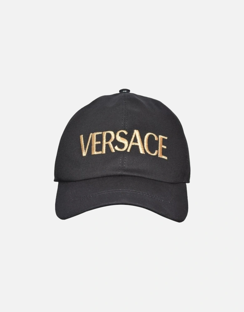 Large Logo Baseball Cap, Black/gold