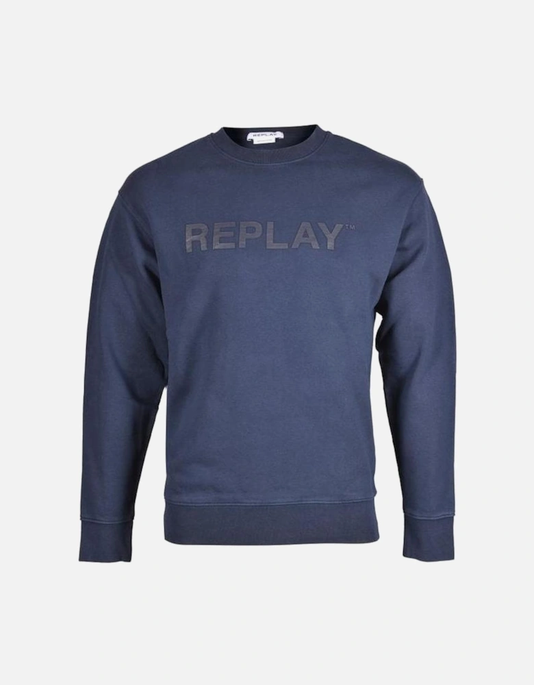 Tonal Logo Print Sweatshirt, Navy