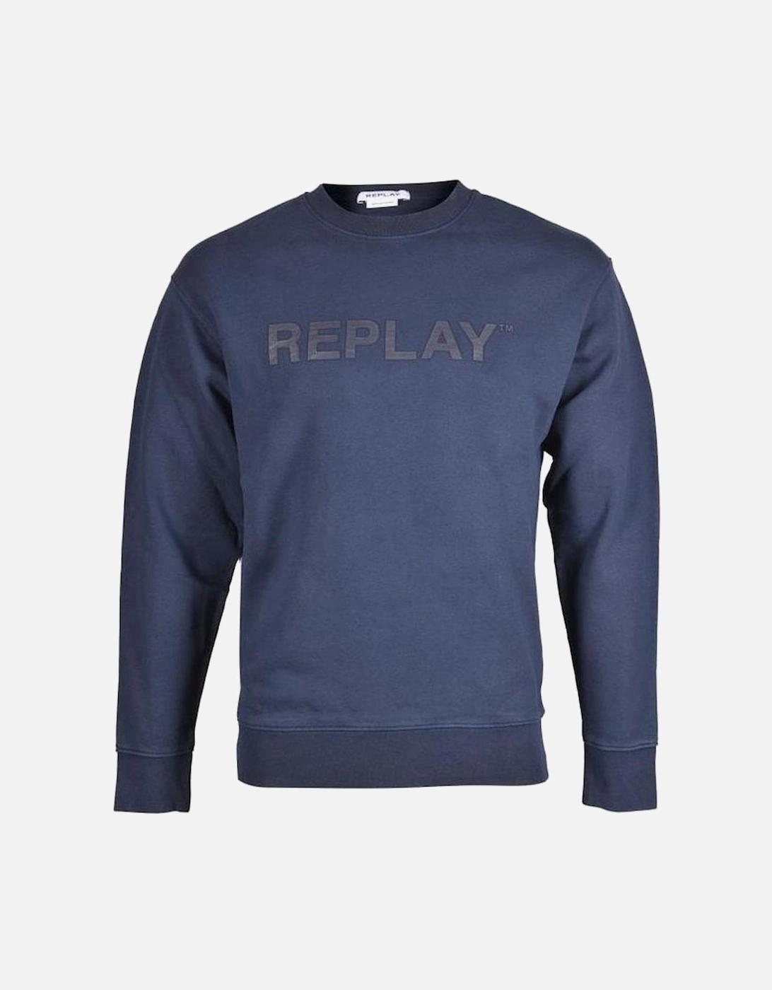 Tonal Logo Print Sweatshirt, Navy, 5 of 4