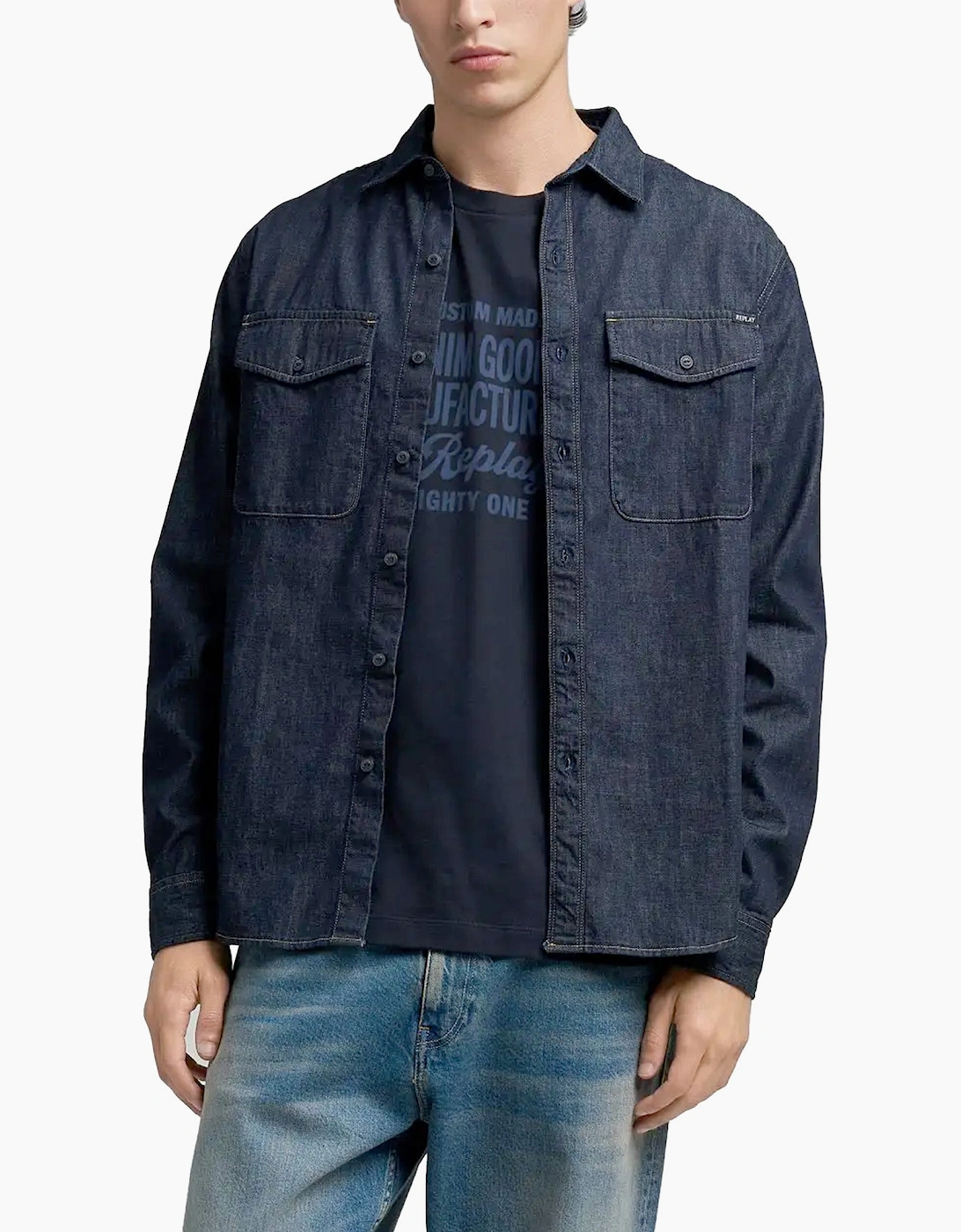 Replay Men's Blue Classic Denim Shirt  38/Regular Medium