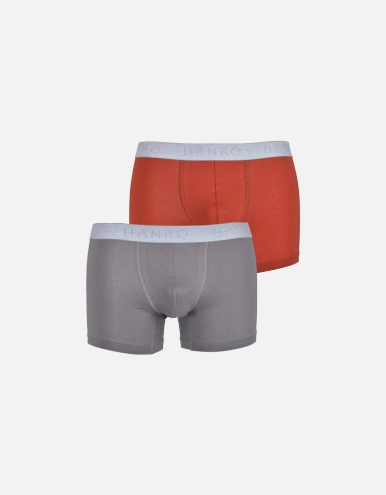 Cotton Essentials 2-Pack Boxer Trunks, Fresh Grey/Red Ochre