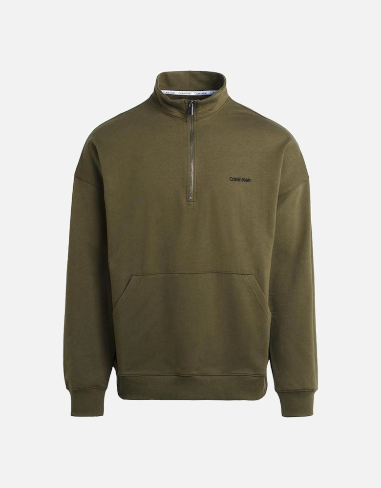Embroidered Logo Qtr-Zip Track Jacket, Dark Olive