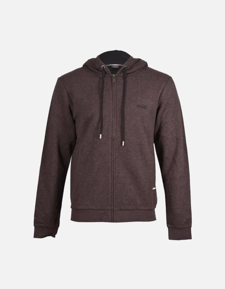 Cashmere Zip-Thru Hooded Jacket, Dark Brown