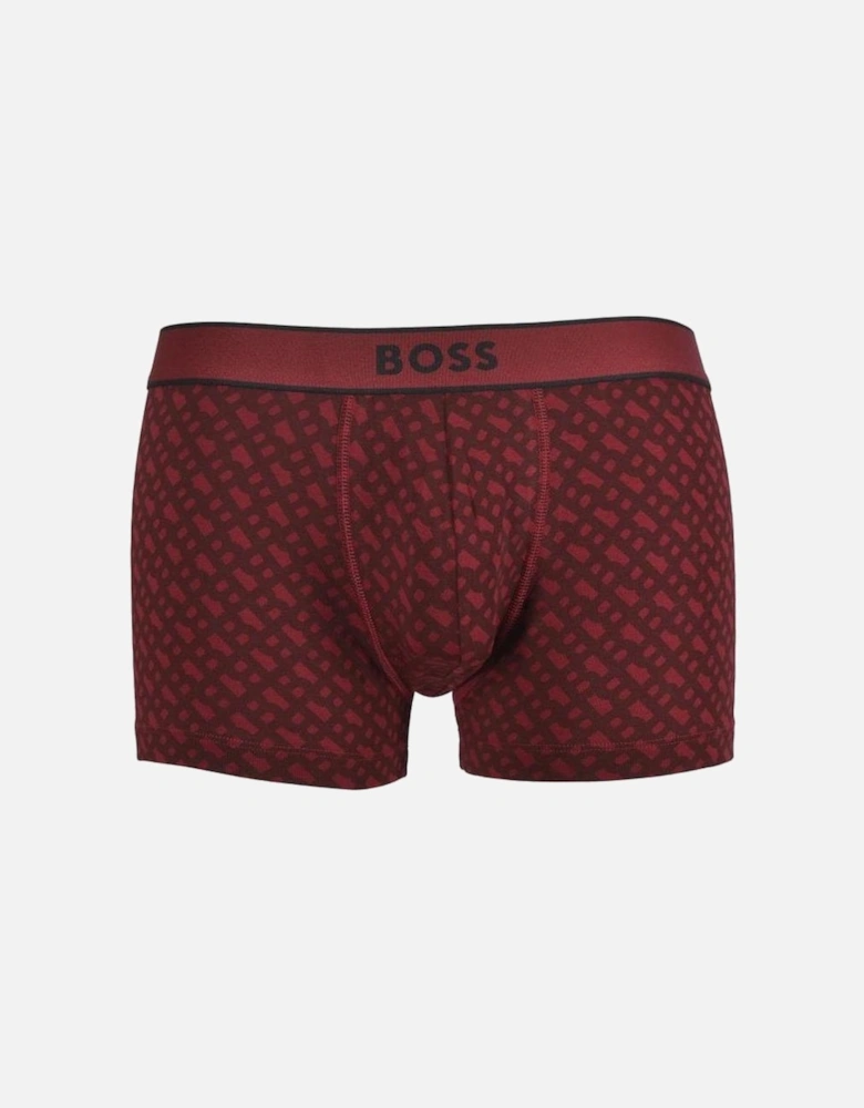 B-Grid Print Boxer Trunk, Burgundy