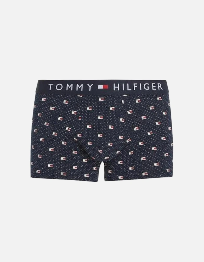 Polka Dot Flag Logo Boxer Trunk, Navy