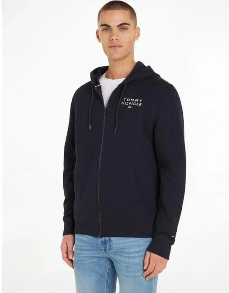 Premium Quilted Full-Zip Tracksuit Hoodie, Navy