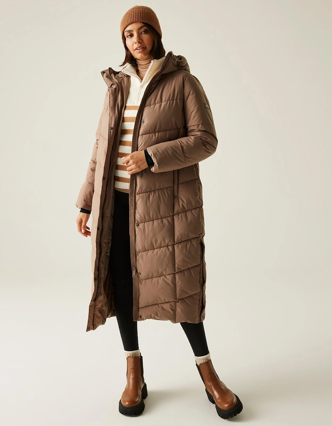 Womens Eloria Longline Quilted Padded Jacket, 2 of 1