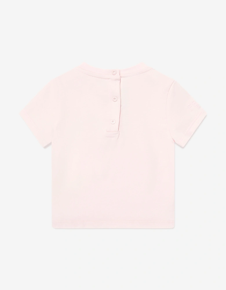 Baby Girls Bear Pocket T-Shirt in Pink
