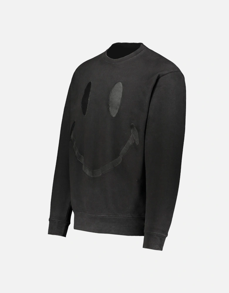 Smiley Oversized Crewneck Sweater - Black