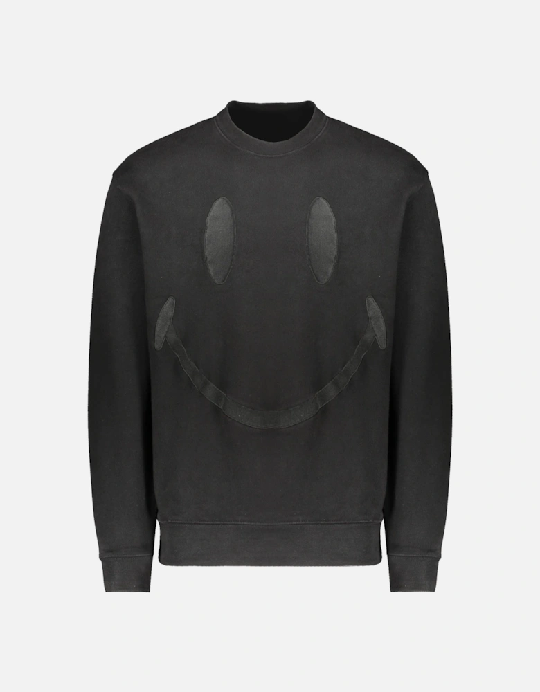 Smiley Oversized Crewneck Sweater - Black