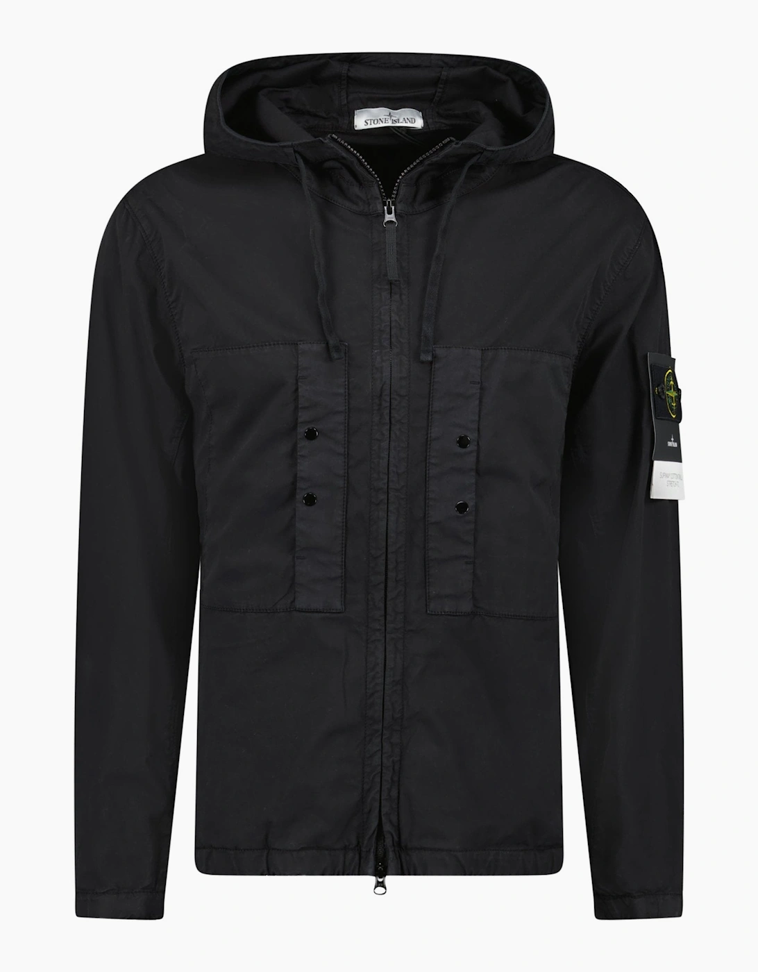 Stone Island Men's Black Chest Pocket Hooded Jacket - Size: 40/Regular