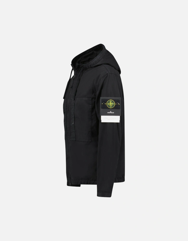 Black Chest Pocket Hooded Jacket