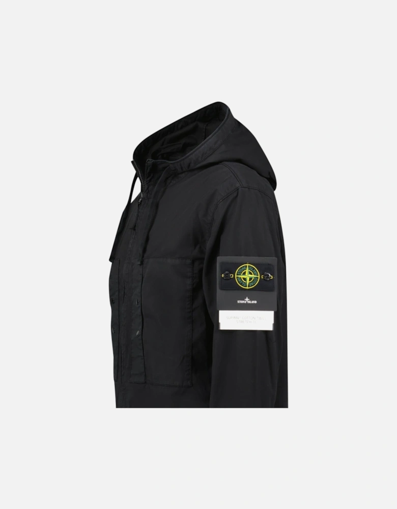 Black Chest Pocket Hooded Jacket