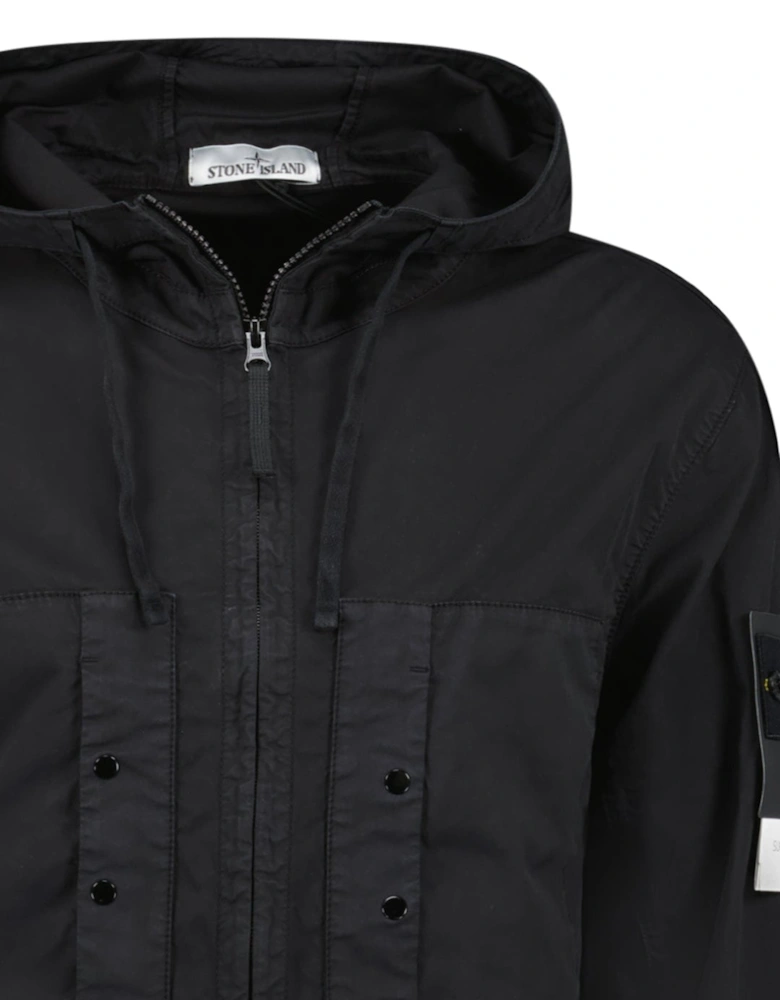 Black Chest Pocket Hooded Jacket
