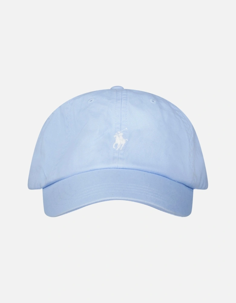 Cotton Chino Baseball Cap in Light Blue with White Logo