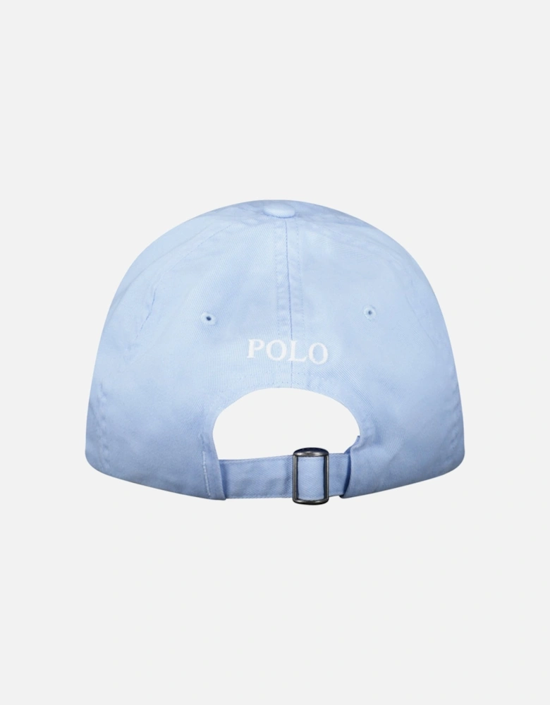 Cotton Chino Baseball Cap in Light Blue with White Logo